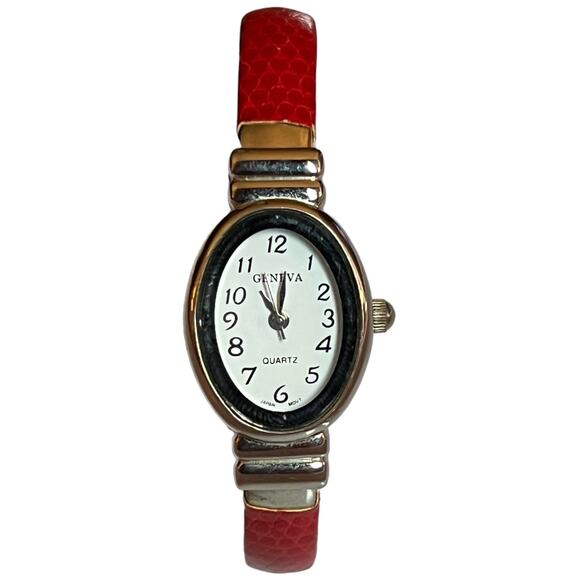 Vintage-Inspired Red Leather Strap Women's Watch - Picture 7 of 12